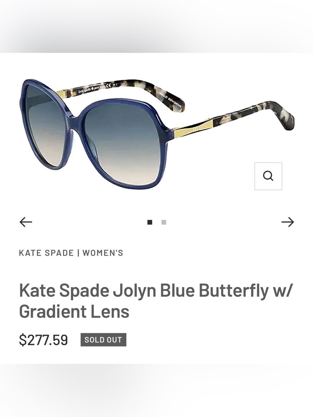 Kate Spade Jolyn Blue Butterfly Sunglasses with Gradient Lens